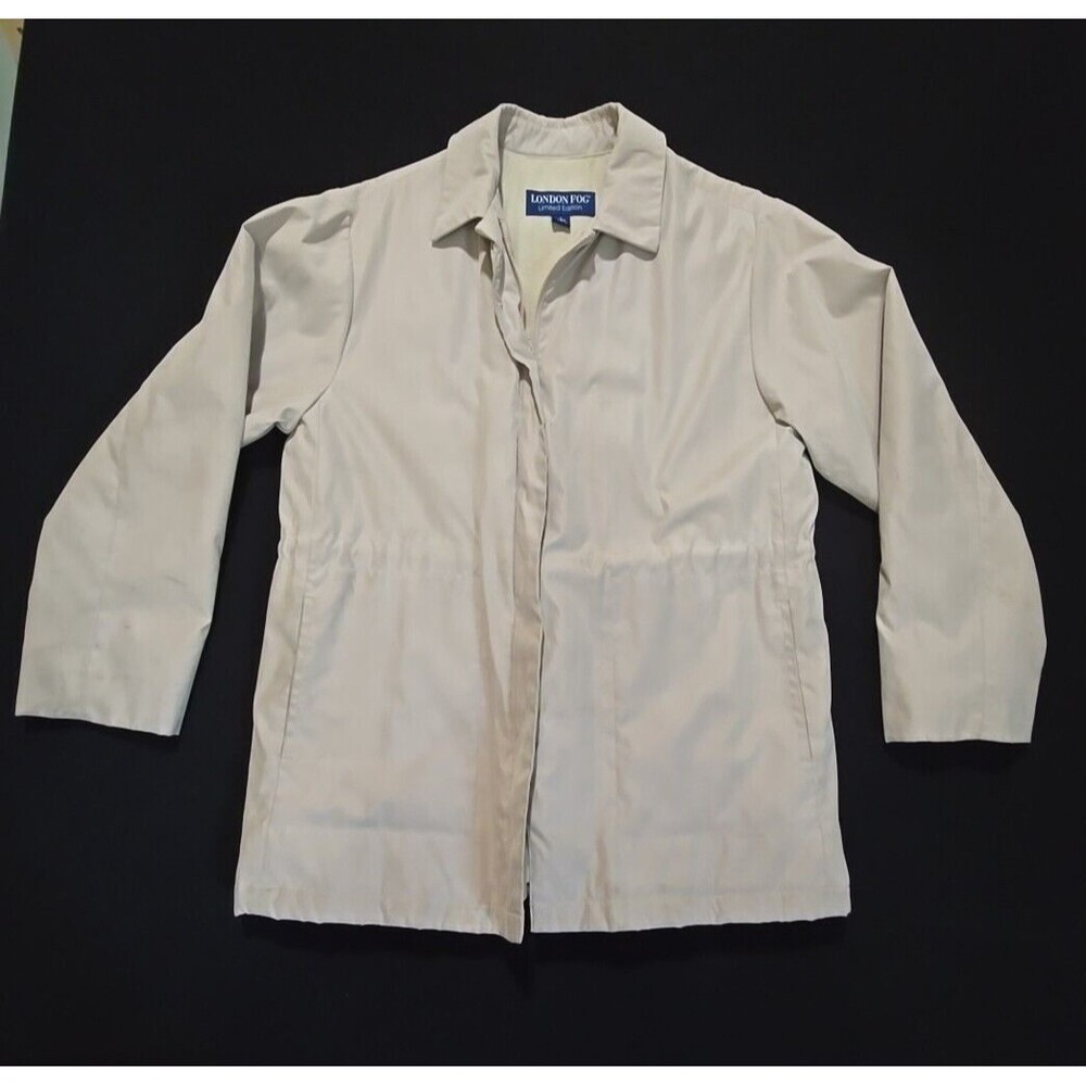 VTG Oversized Tan Jacket SzL London Fog Rain Cinch Basic Gorp Street Utility